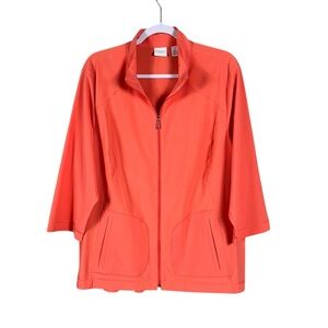 Chicos Weekend Womens Lightweight Jacket Size XL Full Zip Elevated Capsule Coral